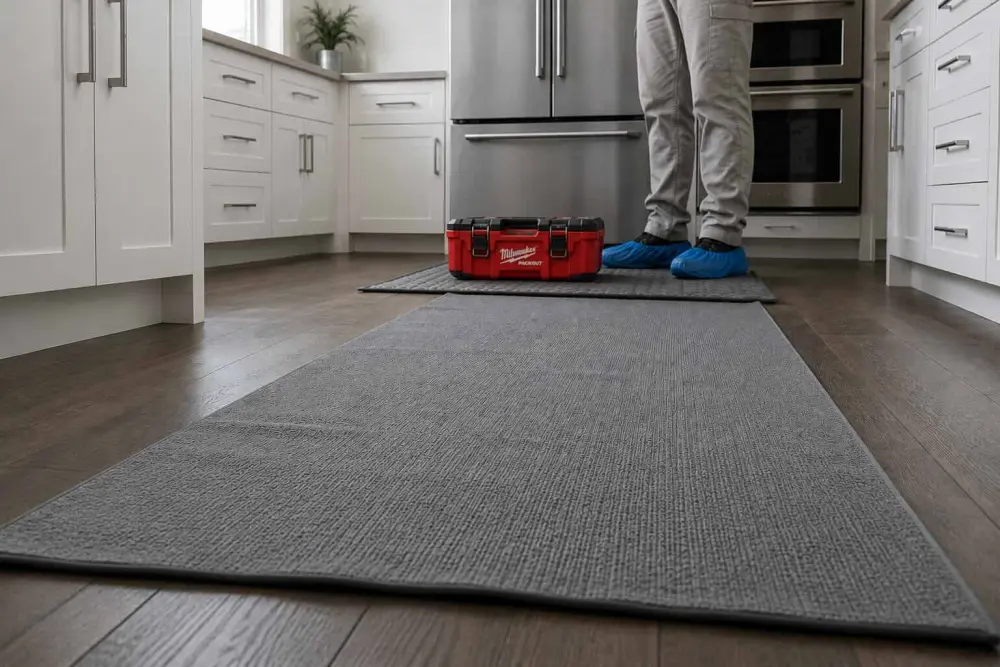 White-glove appliance repair service in San Diego with floor protection and shoe covers