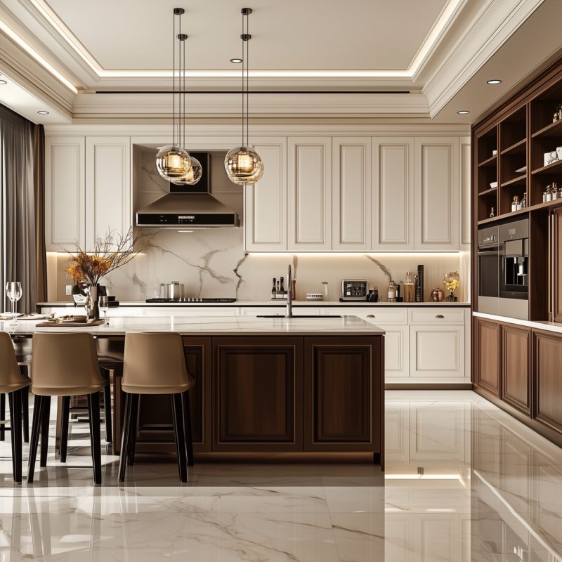 Variety of custom kitchen cabinet options including drawers and tall units.