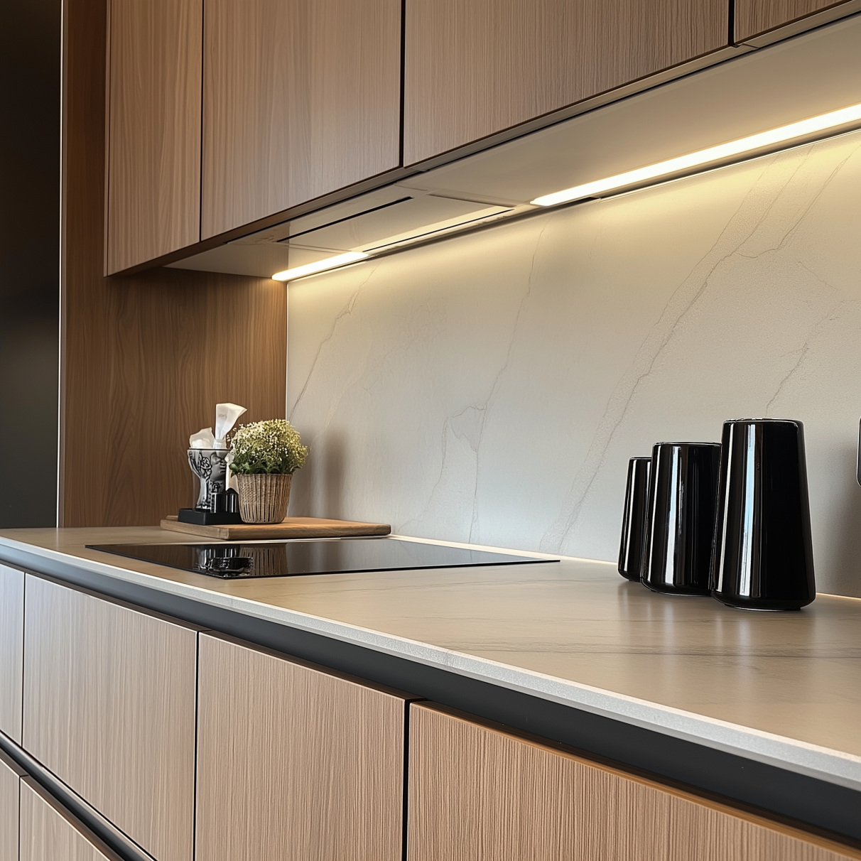 High-quality MDF and chipboard materials used in cabinet construction.